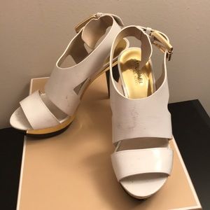 Michael Kors white/gold platform heels | 8.5M